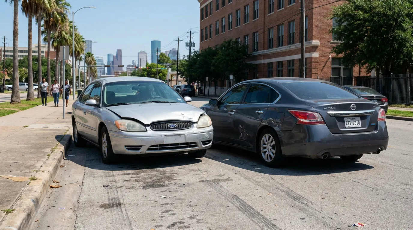 Ford Taurus rear-ends Nissan Altima at urban intersection following collision
